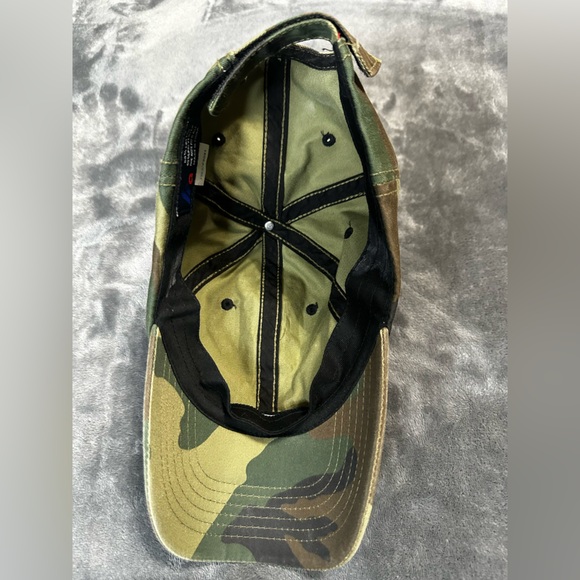 Rhinestone Cross Camo Baseball Cap - Olive Green - Picture 2 of 3